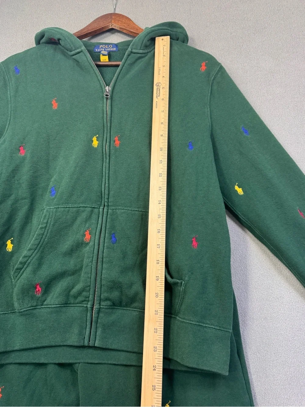 Polo Ralph Lauren Green Fleece Jogger Sweater Set with Colorful Pony Logos, XL